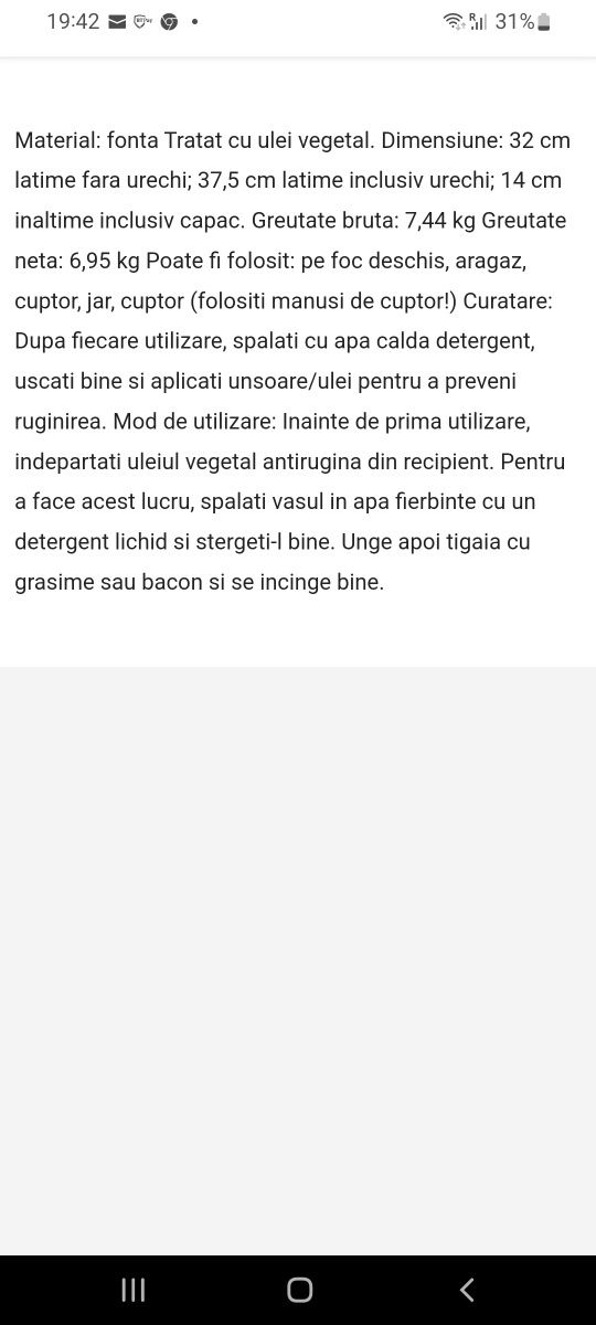 Wok fo fontă 3 în 1  cu capac fontă 32 cm  Ofertă 281 lei