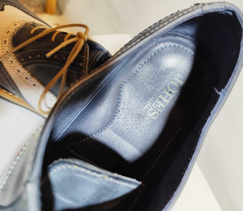 Pantofi derby 46 46.5 brogue Jhones Italy piele naturala moale