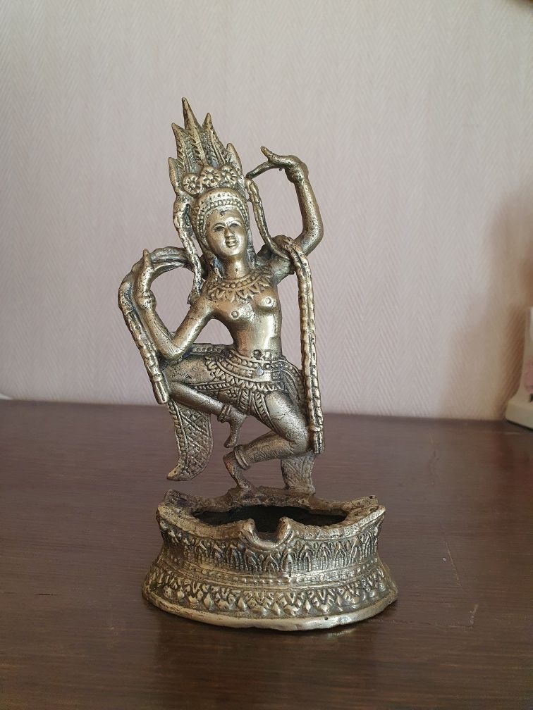 Statueta veche Shiva cu suport de ars esențe parfumate metal bronz