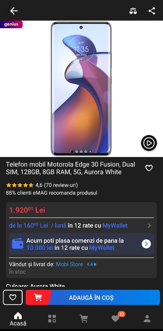 Preț redus - Vând/schimb Motorola Edge 30 Fusion 128gb/8gb ram