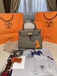 Geanta Hermes Kelly 28cm Etoupe/Piele naturala 100%/Punga/Cutie Hermes
