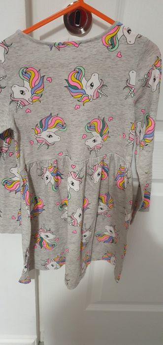 Rochie unicorn, salopeta,fusta marimea 116-122