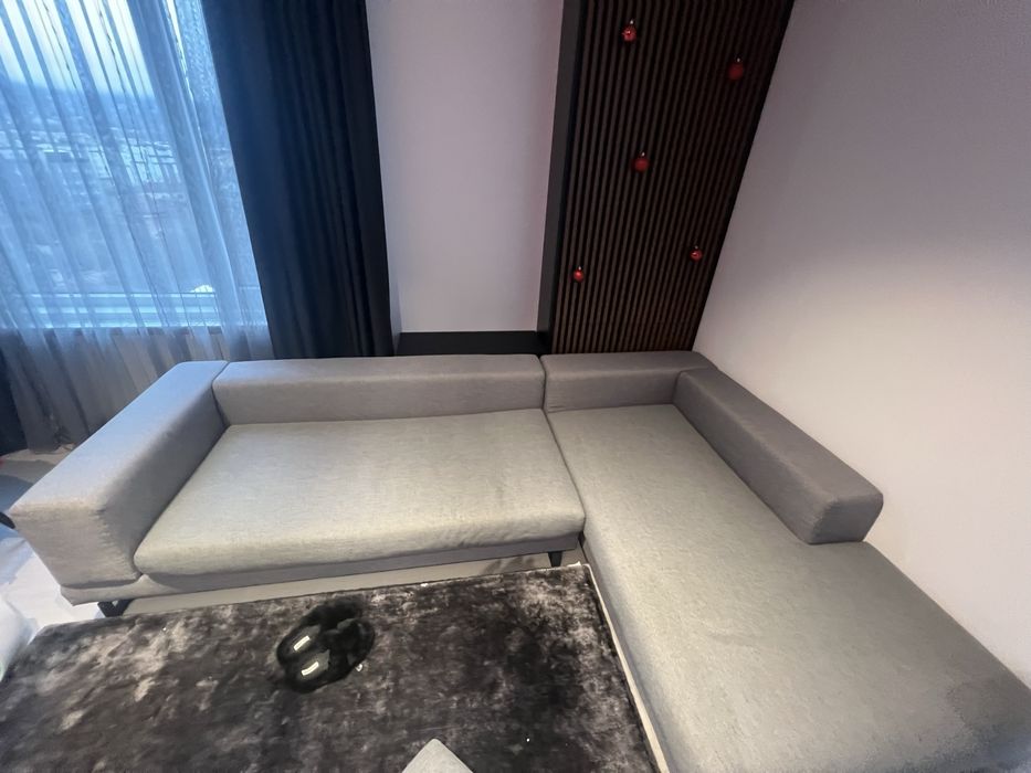 Сив ъглов диван неразтегателен