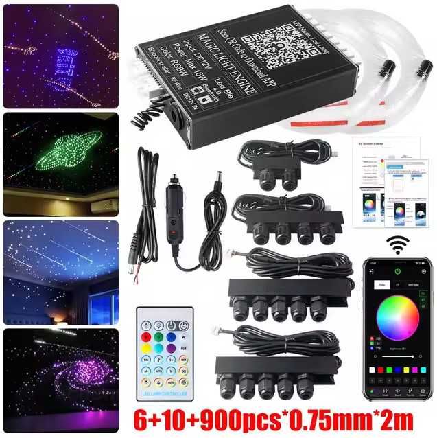 Kit Plafon Instelat + stele cazatoare 16W RGBW 720 fire 2m combinate