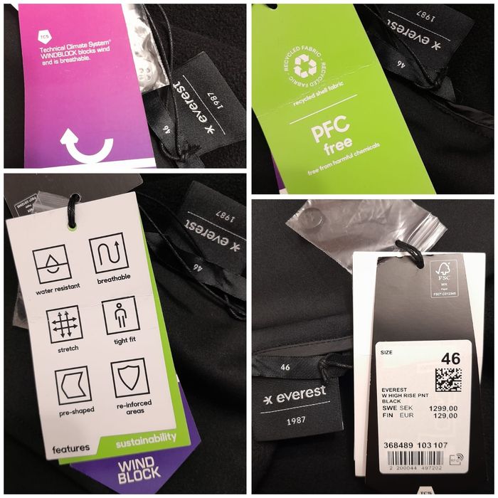 Pantaloni schi EVEREST noi High Rise Softshell măsura 46 sau L/XL lady