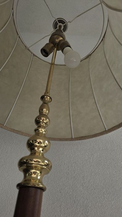 Lampa lemn metal si piele