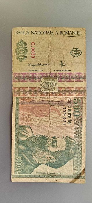 bancnota 500 cu Brâncuși