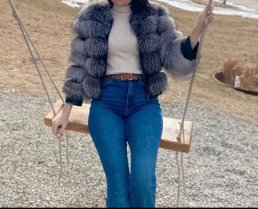 Haina de blană naturală, 2 în 1