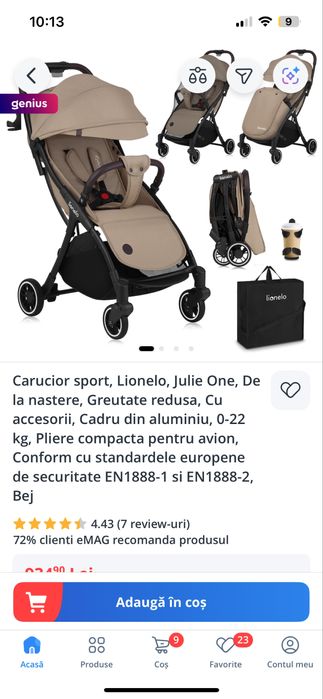 Vand carucior sport Lionelo JulieOne sand beige