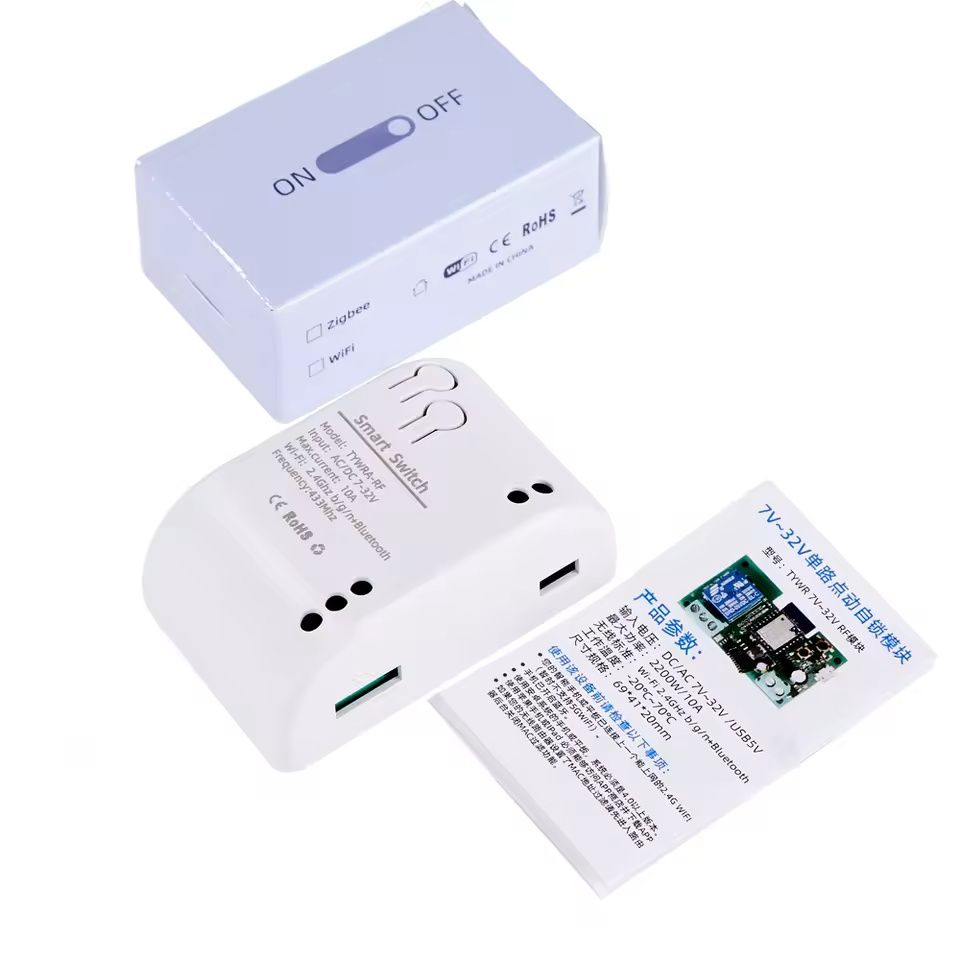 Tuya Smart WiFi+RF433 1-канално реле 7-32V, макс. 10А товар
