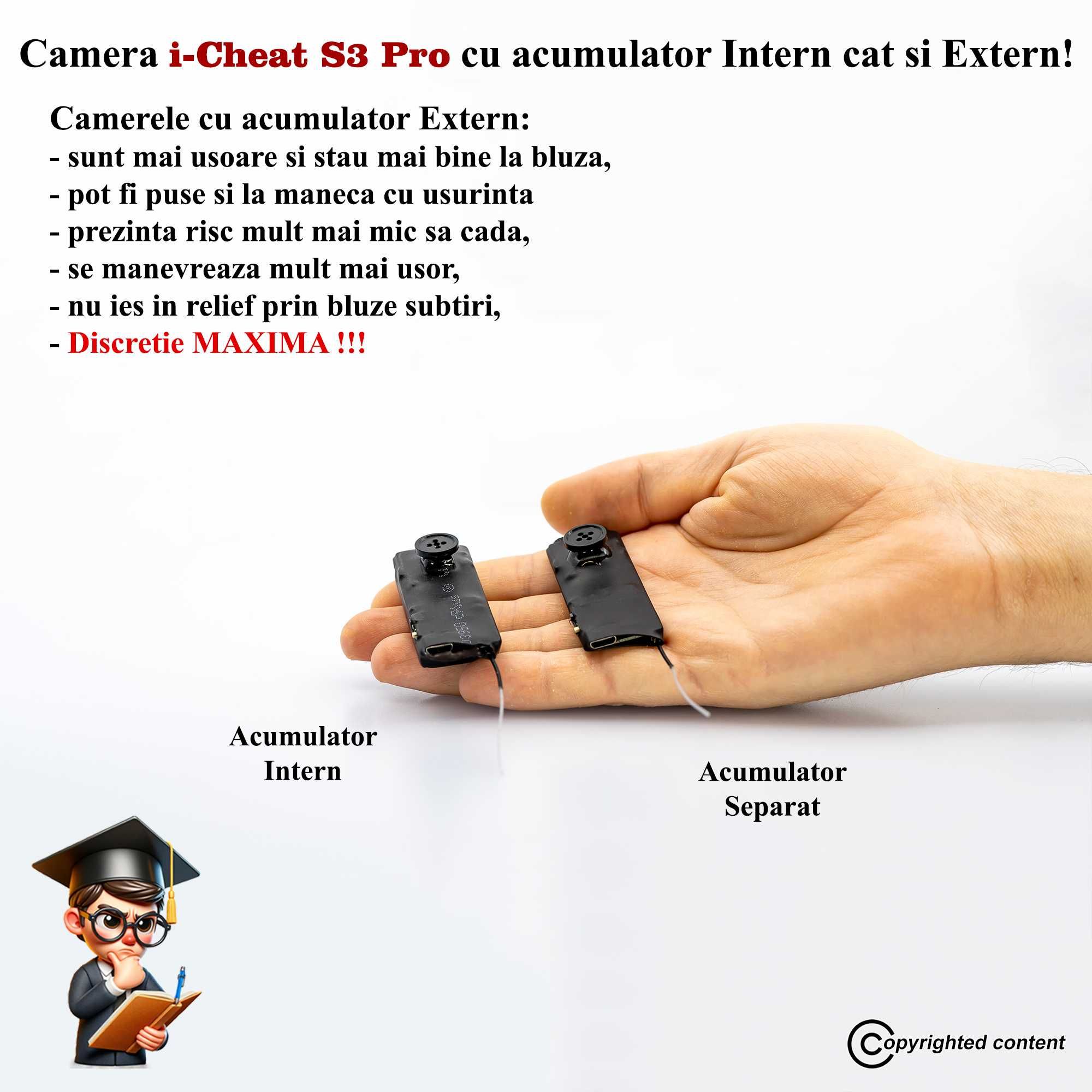 Casca de Copiat cu Camera in Nasture i-Cheat S4 Fara Telefon NOU 2024