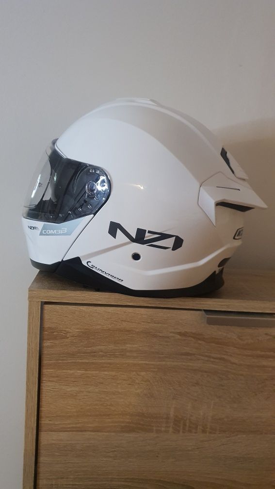 Casca flip-up moto NZI combi 3 modelul nou duo ALB