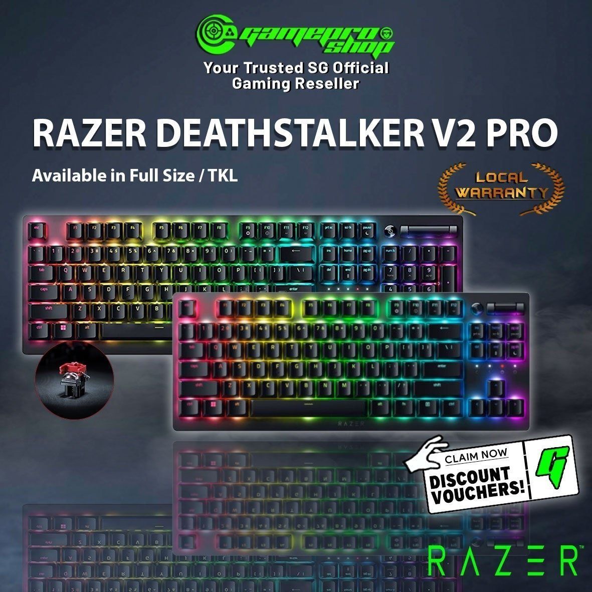 СКИДКА! RAZER DeathStalker V2 PRO TKL Механическая Клавиатура