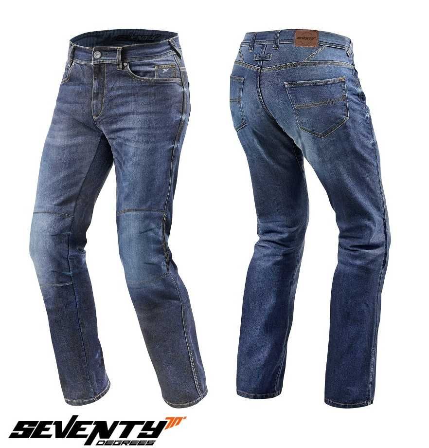 Blugi Jeans Moto Barbati Seventy REGULAR FIT Albastru insertii Kevlar