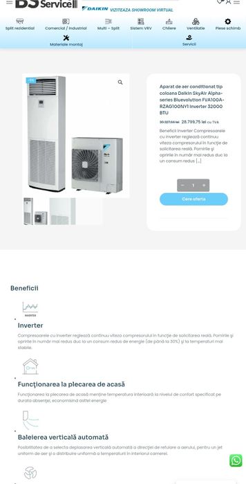 Daikin tip coloana soldat corturi 32000btu R32