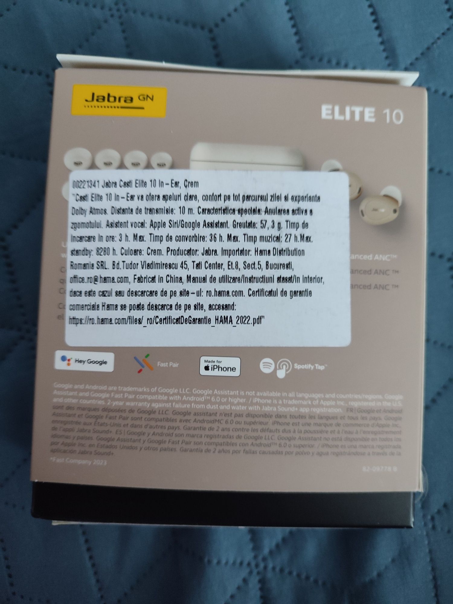 Нови Безжични Bluetooth слушалки Jabra Elite 10, TWS, ANC, Titanium