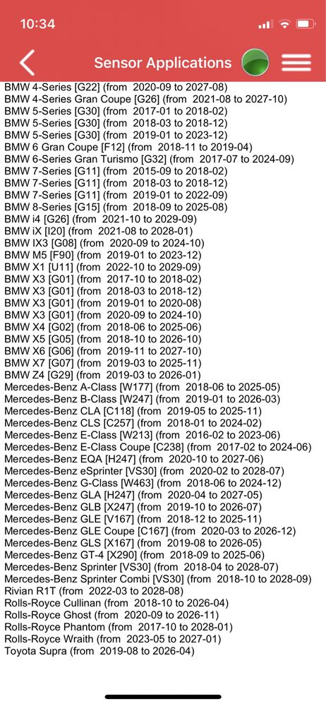 Senzori Presiune Roti BMW/Mercedes Noi A/B/CLa/Cls/EQA/GLA/GLB/GLS/GLE