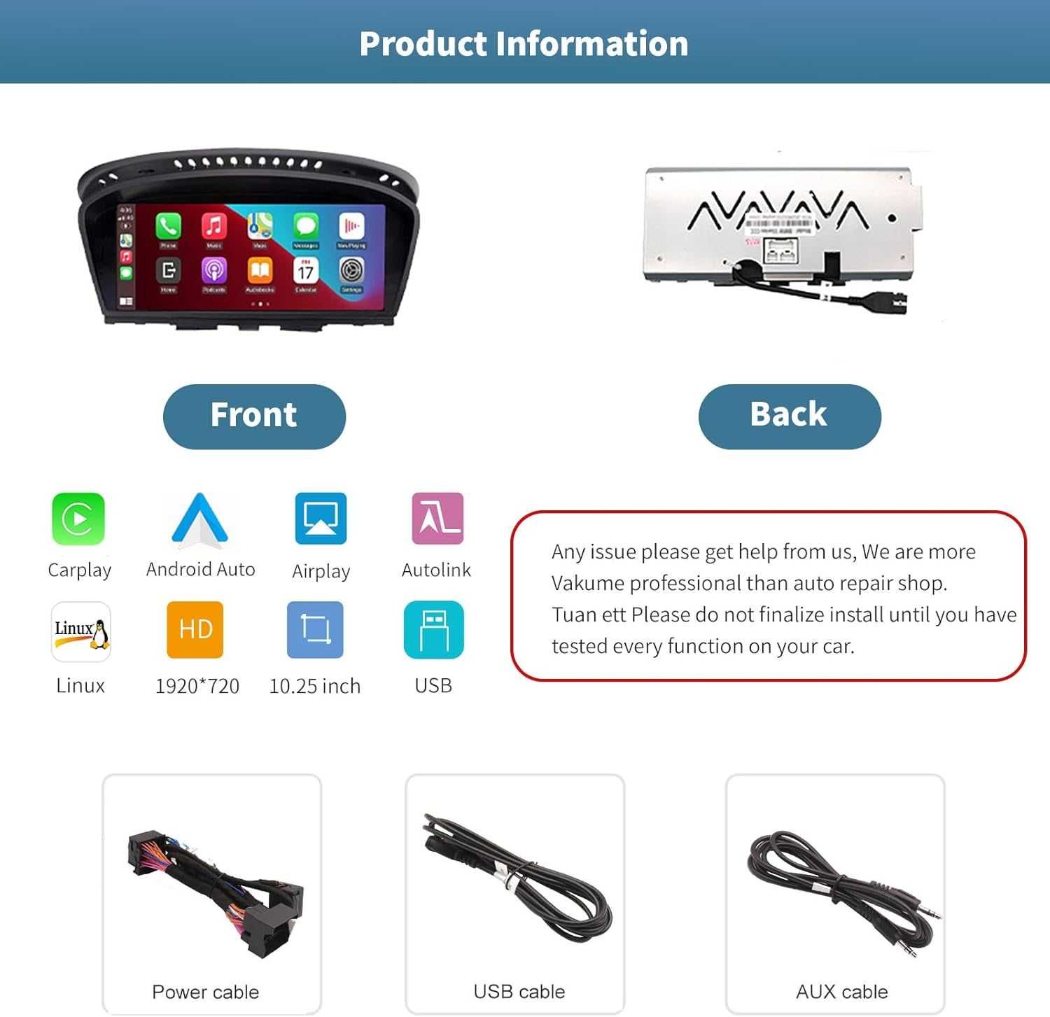 AUTOABC Wireless Carplay/Android Car 8.9 Inch Multimedia Radio