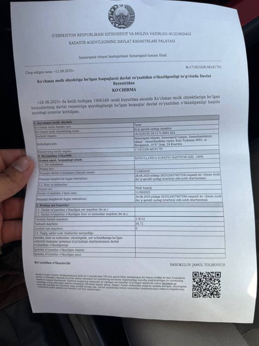 Assalomu alaykum 4 xonali 118 kv, mtr 1 etaj karopka xonalar bulingan