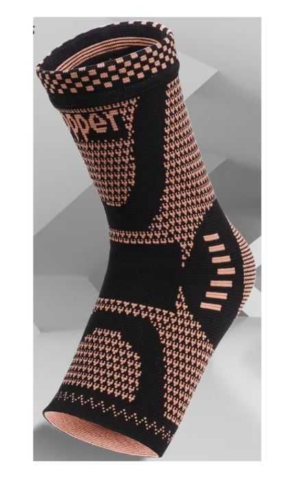 Set 2 sosete de compresie pentru glezna cu fir de cupru, unisex, sport