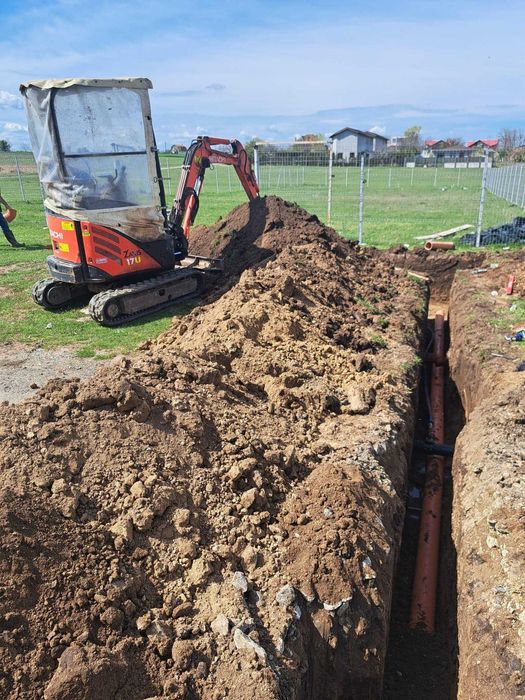 Servicii miniexcavator, sapaturi ,fundatii, santuri apa curent.