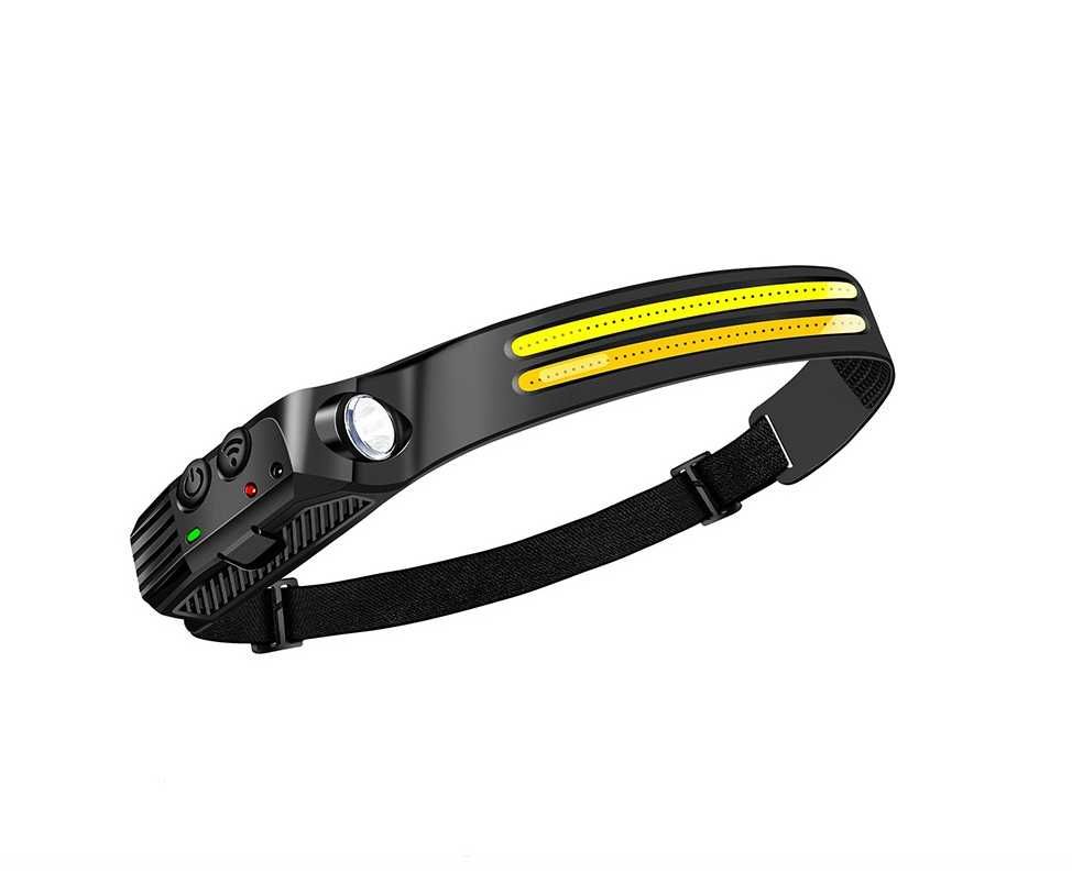 Lanterna frontala LED cu 2 benzi 1200 mAh 600 lumeni, 2 culori LED