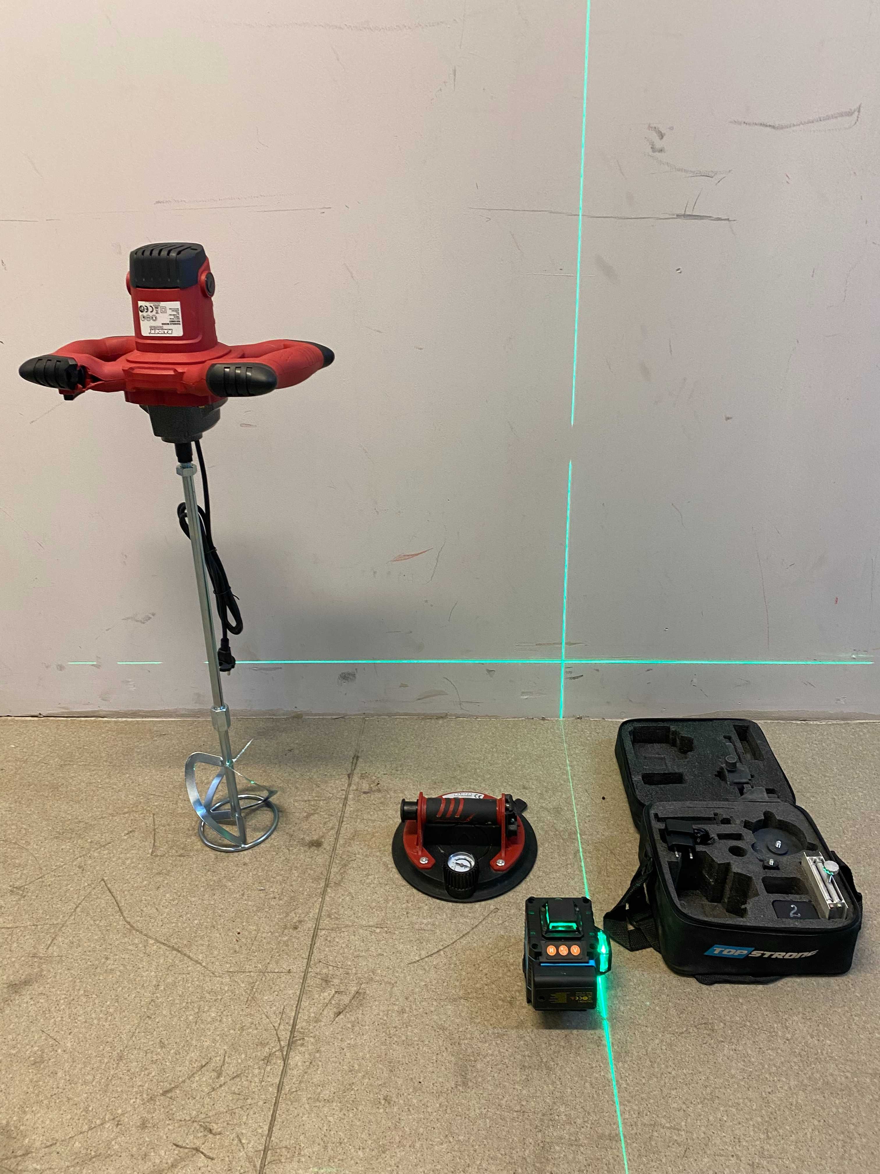 Миксер 1200W /Вакуум за плочки 168 kg/Лазерен нивелир 4D зелен