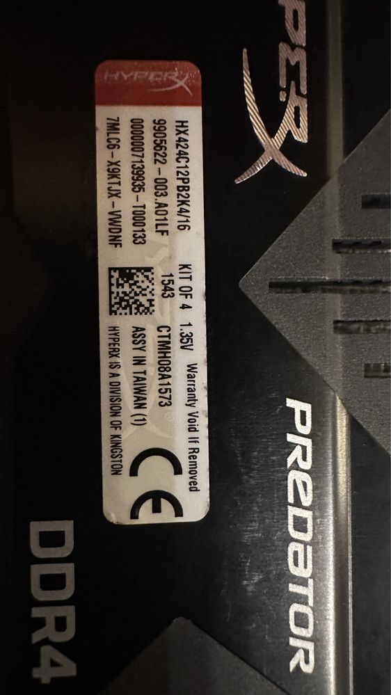 RAM DDR4 2400 Mhz HyperX Predator - 2x 4GB