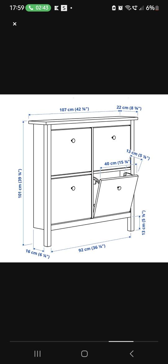 Dulap pantofi Hemnes Ikea 2 bucăți