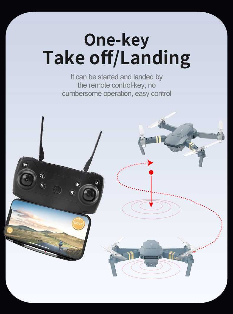 Drona Quadcopter pliabila gri, 600mAh cu telecomanda, pentru selfie