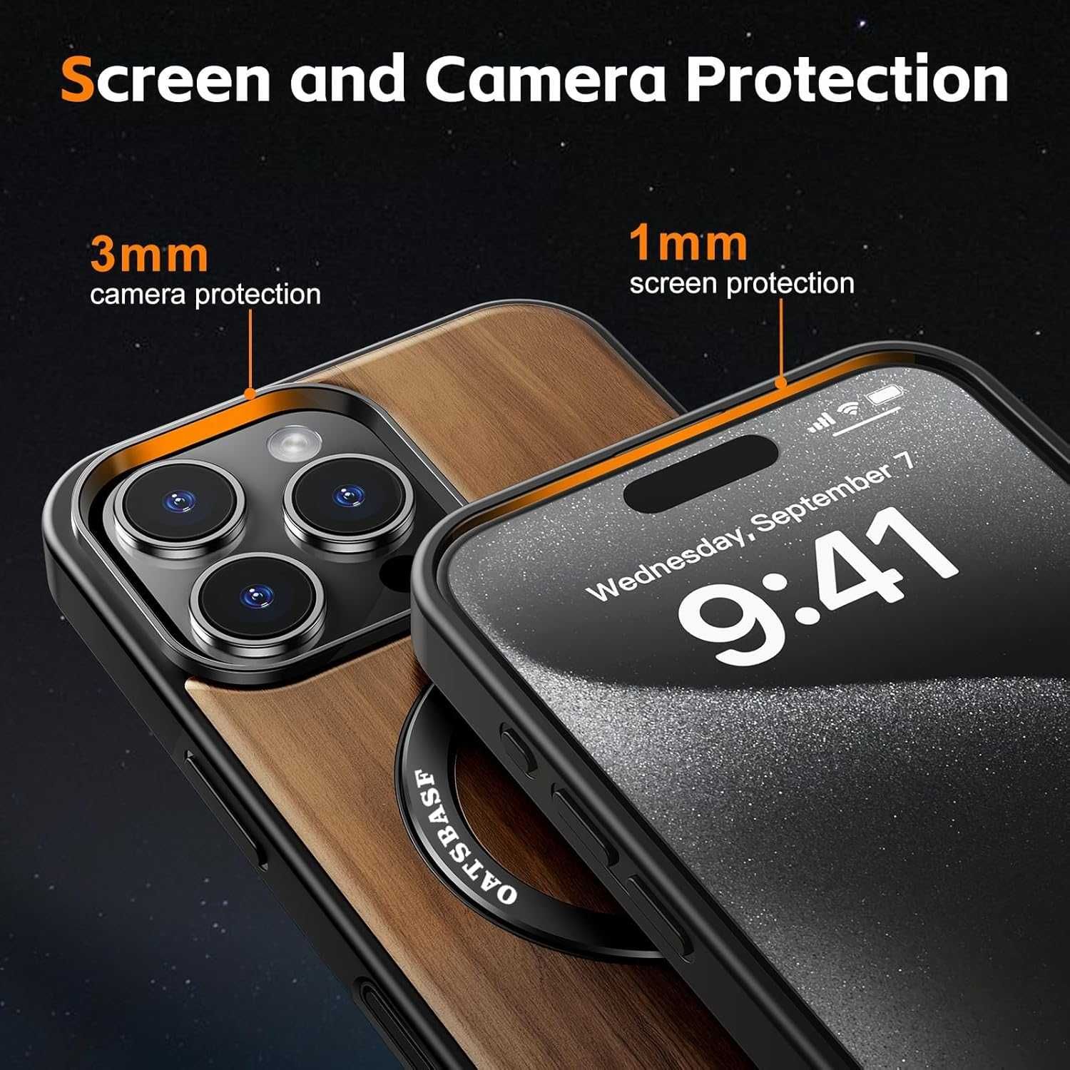 Калъф PANPHEN за IPhone 16 Pro Max 6.9" Магнитен дървен калъф, черен