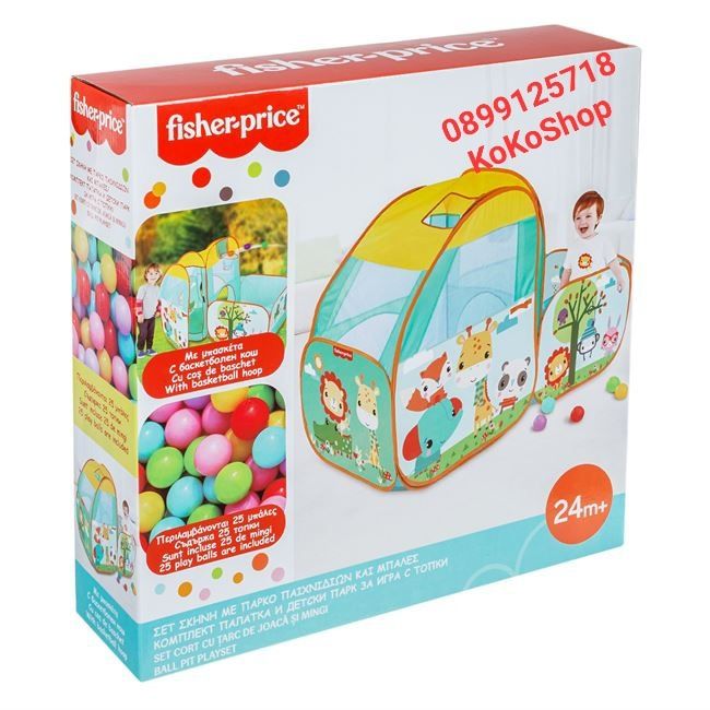 Детска палатка и басейн с 25 бр. топки "Fisher price"/палатка и басейн