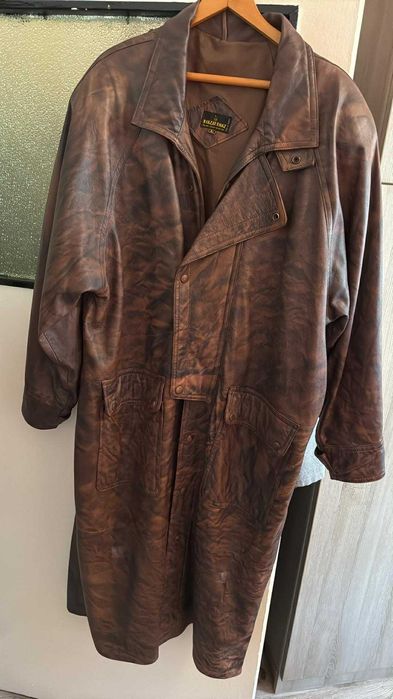 Мъжко дълго кожено яке от естествена кожа