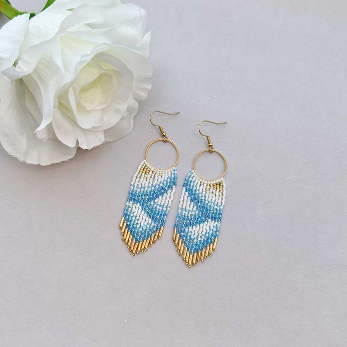 Ръчно изработени обеци, Японски мъниста, Неръждаема стомана, Уникални