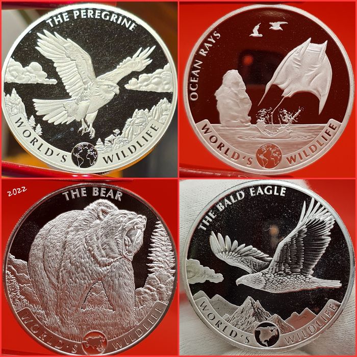 Congo Prehistoric Life Wildlife monede lingou argint 999