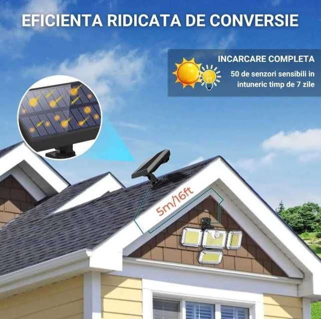 Lampa Solara,333 cip,Senzor Miscare,Reglabila,Telecomanda,Water Resist