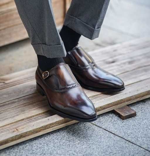 Pantofi monk de lux 39.5 40 Cordwainer lucrati manual piele naturala