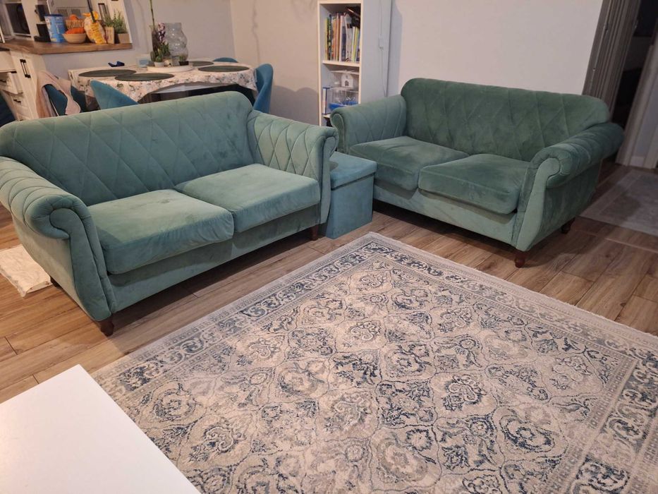 2 canapele fixe,verde eucalipt