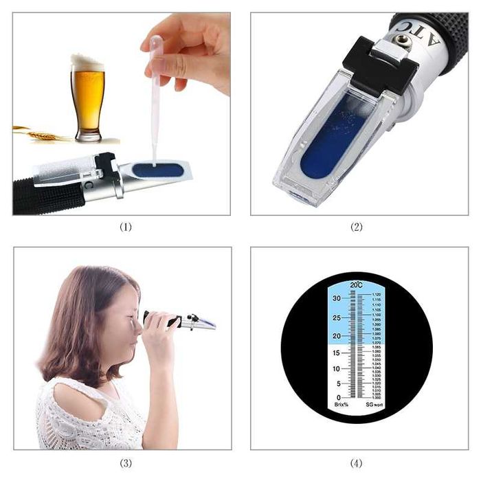 REFRACTOMETRU apa/Miere 10-30%, Must Bere/Vin/Suc 0-32% BRIX, cu ATC