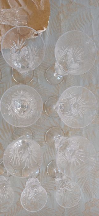 Lot vintage pahare cristal cristalin 18 bucati 3 seturi + cadou