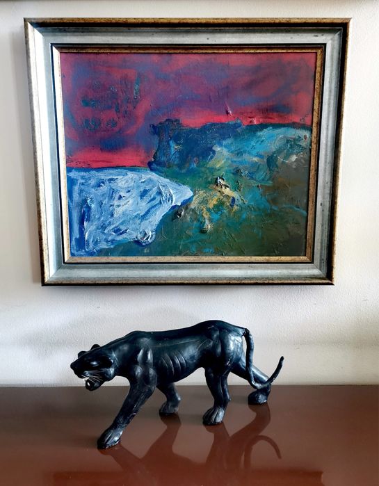 Фигура на жираф папиемаше естествена кожа рисувана и изработена ръчно