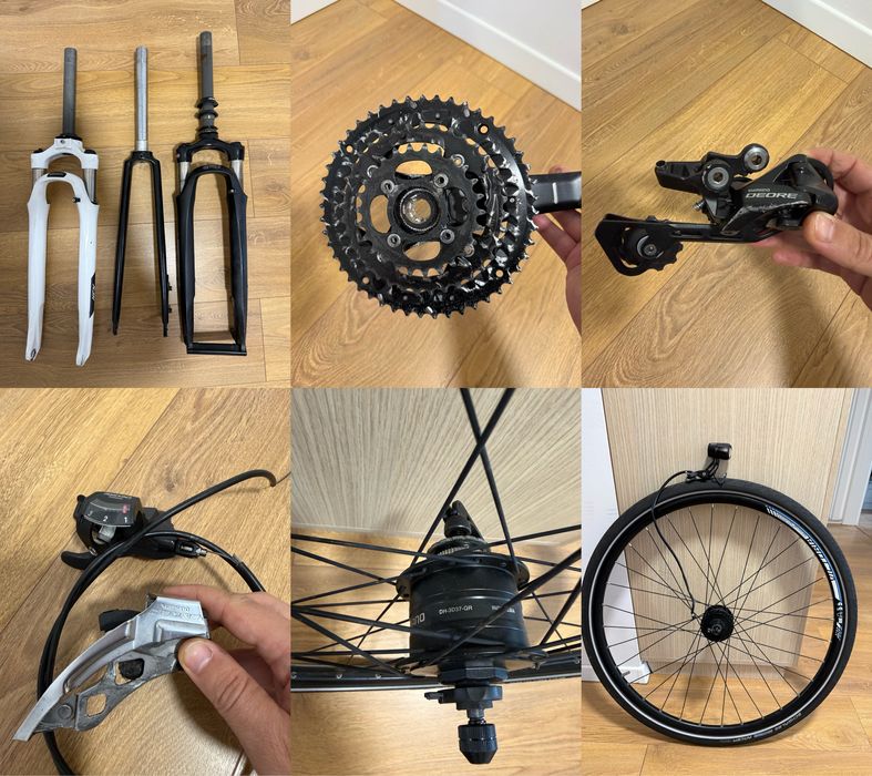 Piese bicicleta, furca suntour NCX D, furca fixa, roata fata dinam