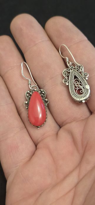 Cercei argint coral