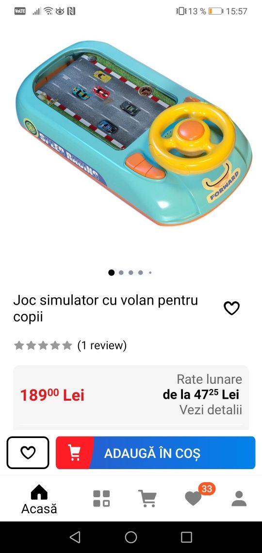 Joc cu volan pentru copii