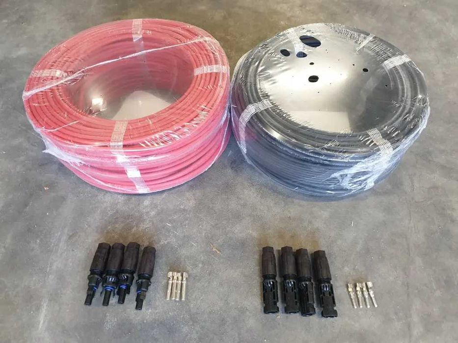 Set cablu solar 50m (25m roșu + 25m negru) 4 mm² + 4 mos+ 4 baba