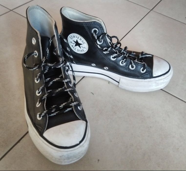 Converse кожени обувки черни