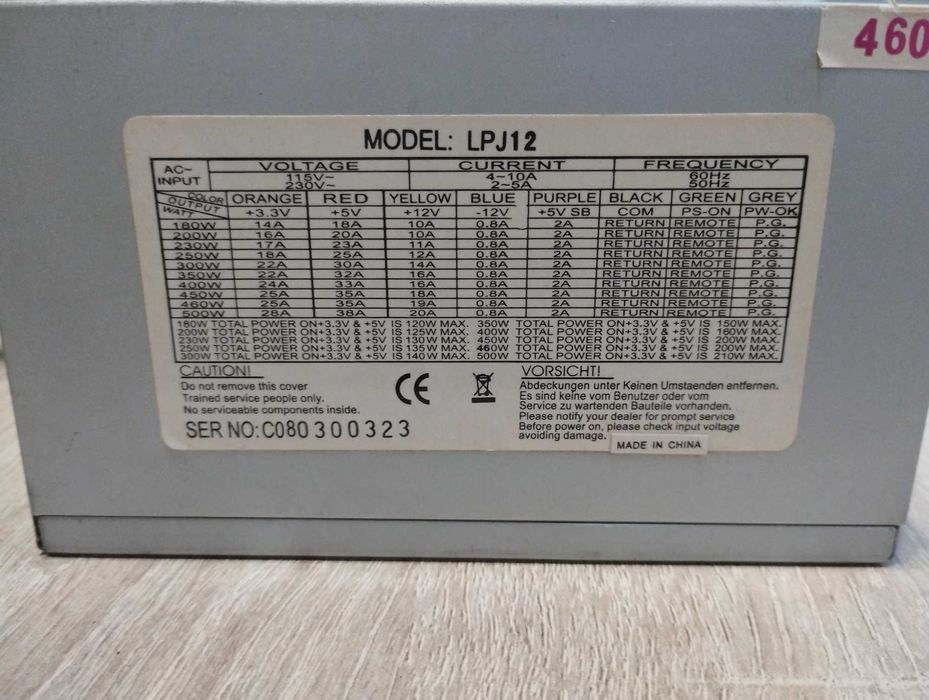 Захранване за компютър PSU 460W