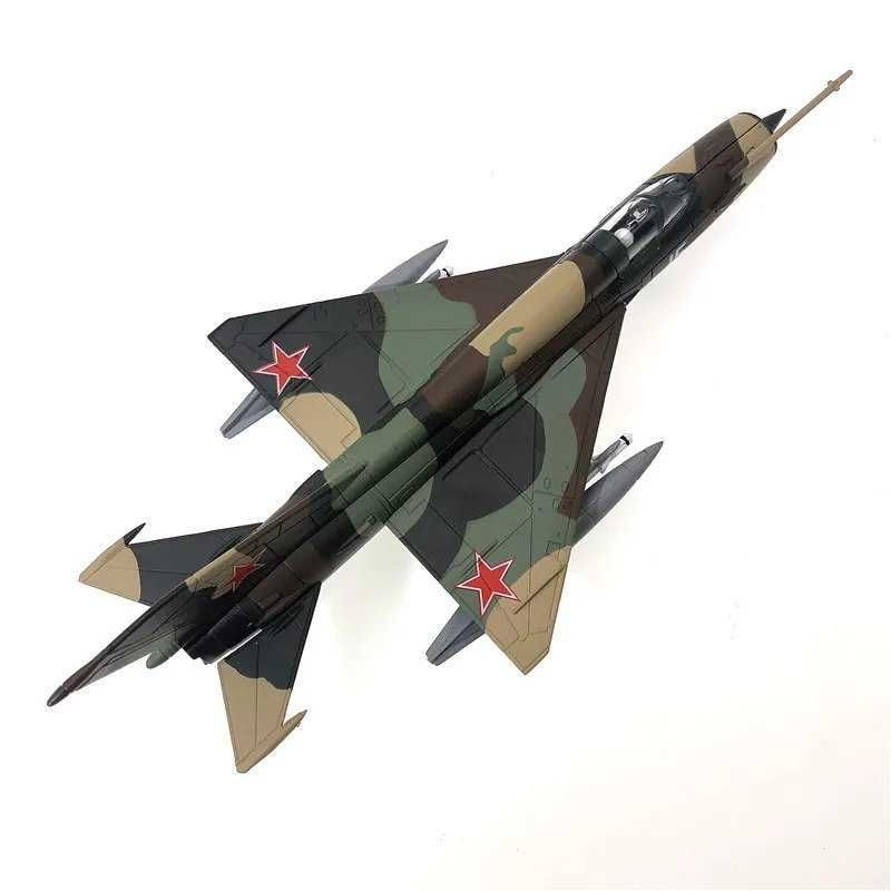 Macheta avion de vanatoare Mikoian-Gurevici MiG-21, metal, 22 cm