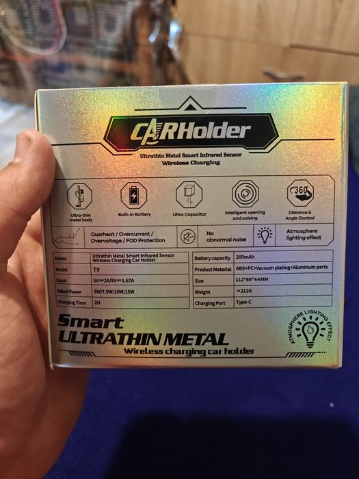 Suport auto pentru telefon cu wireless fast charging