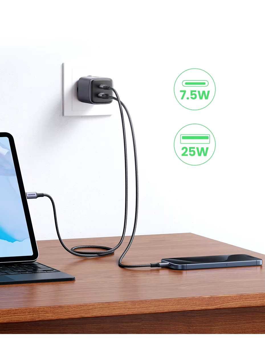 Висококачествено USB зарядно UGREEN, 35W, GAN технология